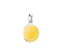 Thomas Sabo Silver SMILEYWORLD® Calm Charm Pendant Connect Recycled 925 Silver, Blackened, Cold Enamel
