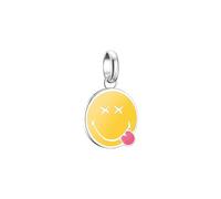 Thomas Sabo Silver SMILEYWORLD® Cheeky Charm Pendant Connect Recycled 925 Silver, Blackened, Cold Enamel