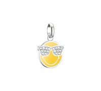 Thomas Sabo Silver SMILEYWORLD® Sunglasses Charm Pendant Connect Recycled 925 Silver, Blackened, Cold Enamel