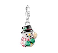 Thomas Sabo Silver Snowman Charm Pendant Recycled 925 Silver, Cold Enamel