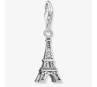 Thomas Sabo Silver Charm Pendant with Eiffel Tower and White Zirconia 925 Sterling Silver, Blackened