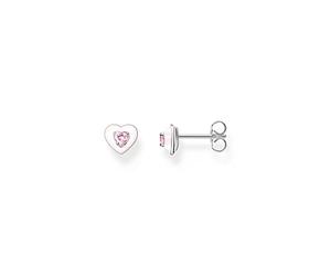 THOMAS SABO Single ear stud heart with pink stone silver 925 Sterling Silver, Cold Enamel