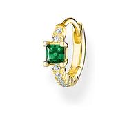 Thomas Sabo Charming Sterling Silver Gold Plated Green Single Hoop Earring CR691-971-7 - Sterling Silver / Gold Plated / Stone / Zirconia