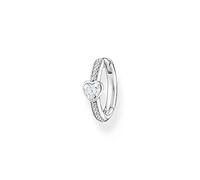 Thomas Sabo Womens White Heart Sterling-silver and Cubic Zirconia Single Hoop Earring