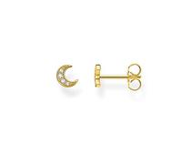 Thomas Sabo Women's Single Stud Earrings Moon Pavé Gold 925 Sterling Silver