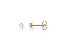 Thomas Sabo Sterling Siver Yellow Gold Zirconia Claw Setting Single Ear Stud H2135-414-14 - Sterling Silver