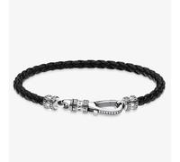 THOMAS SABO Sterling Silver Black Leather Strap Lobster Clasp Bracelet A1931-682-11-L17