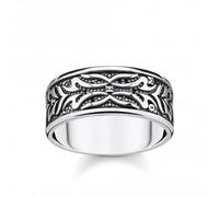 Thomas Sabo Sterling Silver Black Tiger Pattern Ring TR2291-643-11 - Size 60 - Sterling Silver