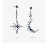 THOMAS SABO Sterling Silver & Blue Crystal Moon & Star Drop Stud Earrings H23...
