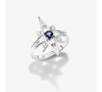 THOMAS SABO Sterling Silver & Blue Crystal Star Ring TR2550-166-1-56