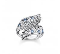 Thomas Sabo Sterling Silver Blue Stone Phoenix Wing Ring TR2409-644-1 - Size 52 - Sterling Silver / Stone / Zirconia