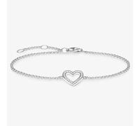 Thomas Sabo Sterling Silver Cubic Zirconia Openwork Heart Bracelet A1553-051-14-L19.5V Silver One Size