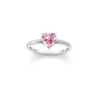 Thomas Sabo Sterling Silver Essentials Sterling Silver Love & Hearts Pink Zirconia Ring TR2476-051-9 - Size 56 - Sterling Silver / Zirconia