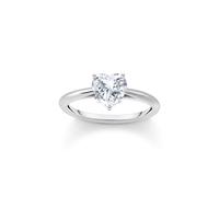 Thomas Sabo Sterling Silver Essentials Sterling Silver Love & Hearts White Zirconia Ring TR2476-051-14 - Size 56 - Sterling Silver / Zirconia