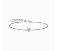 Thomas Sabo Sterling Silver Essentials Sterling Silver Pink Heart-Shaped Zirconia Bracelet