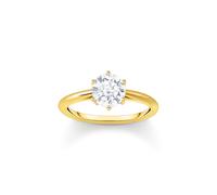 Thomas Sabo Sterling Silver Essentials Sterling Silver Sparkling Gold Plated White Zirconia - Size 52 - Sterling Silver / Gold Plated / Zirconia