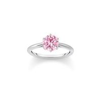 Thomas Sabo Sterling Silver Essentials Sterling Silver Sparkling Pink Zirconia Ring - Size 58 - Sterling Silver / Zirconia
