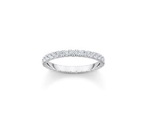Thomas Sabo Sterling Silver Essentials Sterling Silver Sparkling White Zirconia Pavé Ring - Size 56 - Sterling Silver / Zirconia