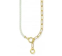 Thomas Sabo Sterling Silver Gold Plated Freshwater Pearls Zirconia Necklace KE2193-445-14-L47V - Sterling Silver / Gold Plated / Freshwater Pearl / Zirconia