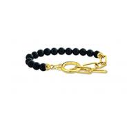 Thomas Sabo Sterling Silver Gold Plated Onyx Beads Zirconia Bracelet A2134-177-11-L19V - Sterling Silver / Gold Plated / Onyx