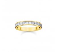 Thomas Sabo Sterling Silver Gold Plated White Pavé Stones Ring TR2358-414-14 - Size 56 - Sterling Silver / Gold Plated / Zirconia