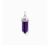 Thomas Sabo Sterling Silver Imitation Amethyst Hexagon Shape Blackened Pendant PE955-640-13 - Sterling Silver / Synthetic Corundum / Zirconia