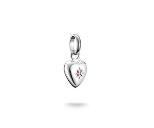 Thomas Sabo Sterling Silver Lab Grown Ruby Star Heart Shaped Charm