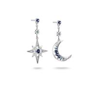 Thomas Sabo Sterling Silver Moon and Star Drop Earrings With Blue Stones 2.05 x 4.1cm