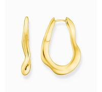 Thomas Sabo Sterling Silver Natural Beauty Gold Plated Large Hoop Earrings CR755-413-39 - - Sterling Silver / 18ct Gold Plated