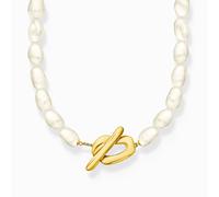 Thomas Sabo Sterling Silver Natural Beauty Gold Plated Pearl Necklace KE2320-430-14 - Sterling Silver / 18ct Gold Plated / Freshwater Pearl