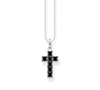 Thomas Sabo Sterling Silver Necklace cross black stones Recycled 925 silver, Women, KE2166-643-11-L45V