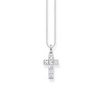 THOMAS SABO Sterling Silver Necklace cross with white stones Recycled 925 silver, Women, KE2166-051-14-L45V