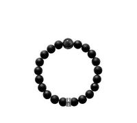 Thomas Sabo Sterling Silver Obsidian Semi Precious Stretch Bracelet, One Colour, Men One Colour