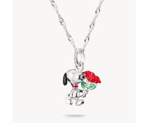 Thomas Sabo Sterling Silver Peanuts Snoopy With Rose Necklace - Sterling Silver / Rhodium Plated / Enamel