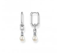 Thomas Sabo Sterling Silver Pearls And Links Hoop Earrings CR669-167-14 - Sterling Silver / Pearl / Zirconia