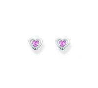 THOMAS SABO 2 Silver blackened ear studs in heart-shape with pink zirconia 925 Sterling Silver, Blackened H2271-643-9