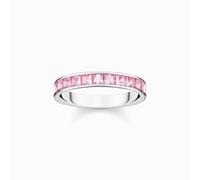 THOMAS SABO Silver & Pink Princess Cut Cubic Zirconia Channel Set Ring TR2358-051-9-52