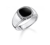 Thomas Sabo Sterling Silver Rebel At Heart Black Ring TR2388-641-11 - Refined Craftsmanship - Size 56 - Sterling Silver / Onyx / Zirconia