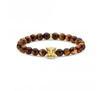 Thomas Sabo Sterling Silver Rebel At Heart Brown Tiger Bracelet A1939-324-2 - Bold Statement - Size 16cm - Sterling Silver / Gold Plated / Stone / Zirconia