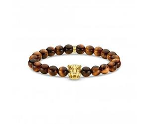 Thomas Sabo Sterling Silver Rebel At Heart Brown Tiger Bracelet A1939-324-2 - Bold Statement - Size 16cm - Sterling Silver / Gold Plated / Stone / Zirconia