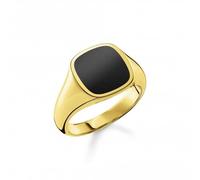 Thomas Sabo Sterling Silver Rebel At Heart Gold Plated Black Ring TR2332-177-11 - Size 50 - Sterling Silver / Gold Plated / Onyx