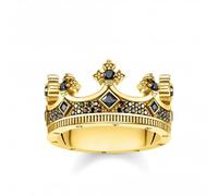 Thomas Sabo Sterling Silver Rebel At Heart Gold Plated Crown Ring TR2208-414-11 - Timeless - Size 60 - Sterling Silver