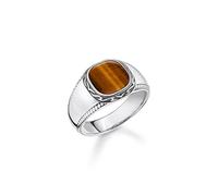Thomas Sabo Sterling Silver Rebel At Heart Tiger's Eye Ring TR2388-826-2 - Distinctive - Size 66 - Sterling Silver / Stone