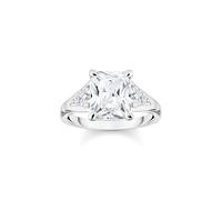 Thomas Sabo Sterling Silver Ring White Stone Silver Recycled 925 Silver, Women, TR2362-051-14-56