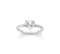 Thomas Sabo Sterling Silver Ring with White, Heart-Shaped Zirconia Recycled 925 Silver, Women, TR2476-051-14-56