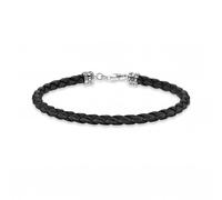 Thomas Sabo Sterling Silver Silver Leather Black Bracelet A2011-682-11 - Size - 17cm - Sterling Silver / Leather