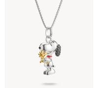 Thomas Sabo Sterling Silver Sterling Silver 18ct Gold Peanuts Snoopy And Woodstock Pavé Necklace KE2345-565-7 - Sterling Silver / Rhodium Plated / Enamel / Gold Plated