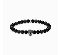 Thomas Sabo Sterling Silver Sterling Silver Black Cat Beaded Bracelet A2192-705-11 - Size - 17cm - Sterling Silver / Obsidian / Zirconia