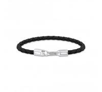 Thomas Sabo Sterling Silver Sterling Silver Black Leather Bracelet A2149-682-11 - Bold - Size 17 cm