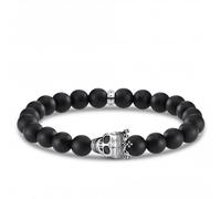 Thomas Sabo Sterling Silver Sterling Silver Black Obsidian Bracelet A1940-705-11 - Exclusive - Size 16 - Sterling Silver